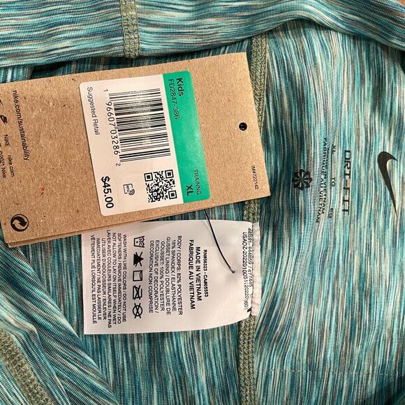 Nike One Girls' Dri-FIT training  Legging Green/white XL - Picture 10 of 11